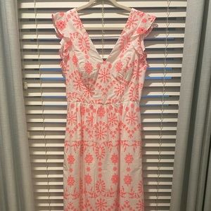 Lilly Pulitzer LillyAnne Midi Dress Size 8, Karmic Coral